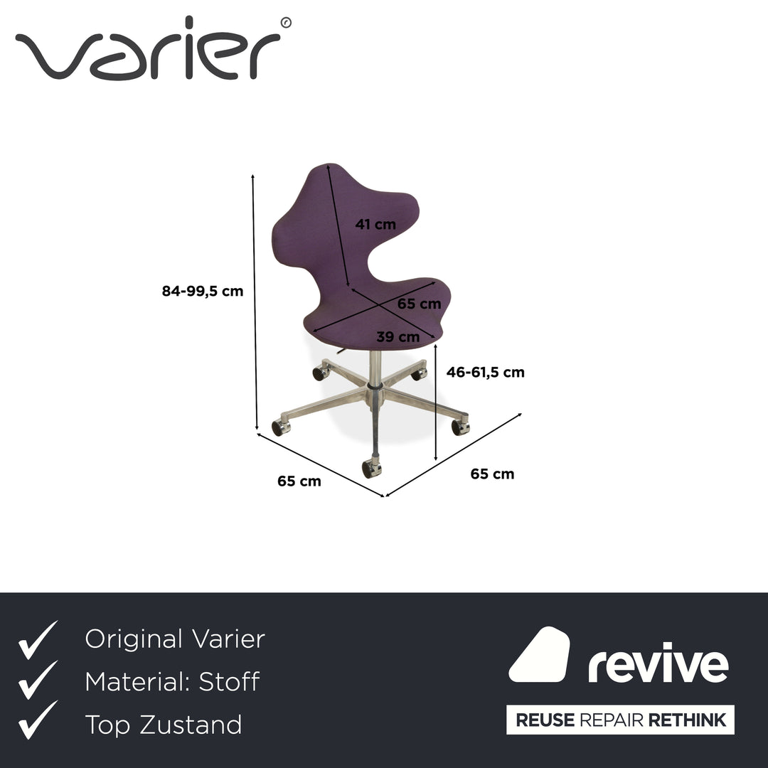Varier Active Chair High Chrome Fabric Purple STEEL CUT TRIO 2 Office Chair