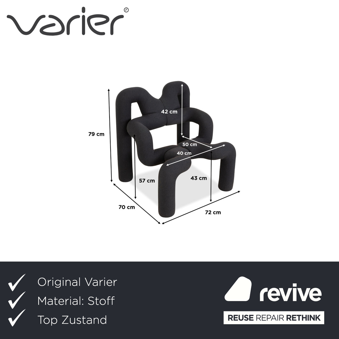 Varier Ekstrem Stoff Sessel Blau Grau KNIT 007 OLD GREY Stuhl by Terje Ekstrøm