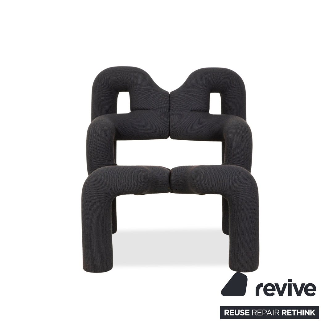 Varier Ekstrem Stoff Sessel Blau Grau KNIT 007 OLD GREY Stuhl by Terje Ekstrøm