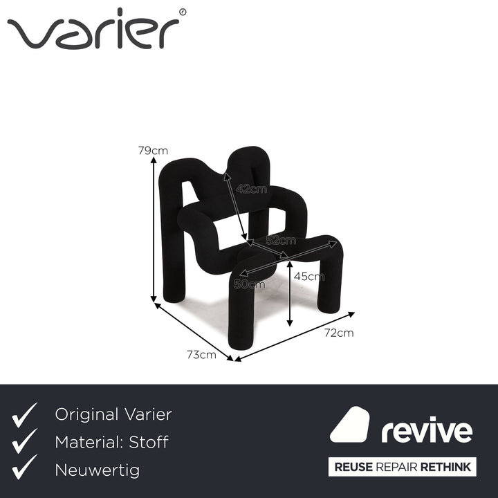 Varier Ekstrem Fabric Armchair Black Chair by Terje Ekstrøm