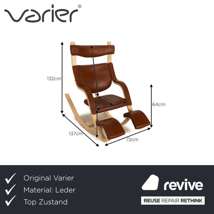 Varier Gravity Balans Leather Armchair Brown manual function