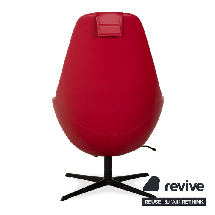 Fauteuil en cuir Varier Cocoon avec repose-pieds rouge