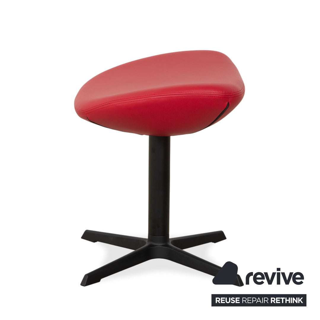 Fauteuil en cuir Varier Cocoon avec repose-pieds rouge