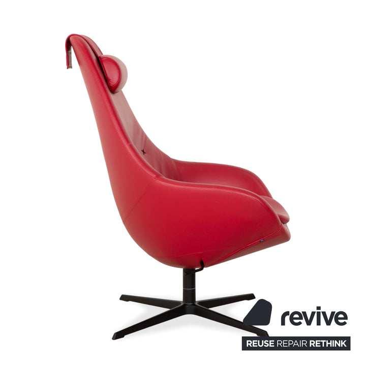 Fauteuil en cuir Varier Cocoon avec repose-pieds rouge