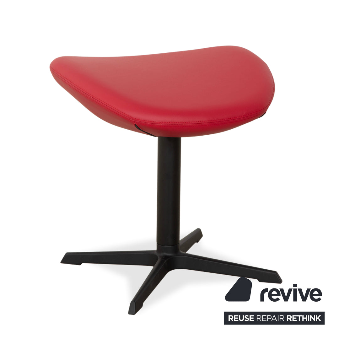 Fauteuil en cuir Varier Cocoon avec repose-pieds rouge