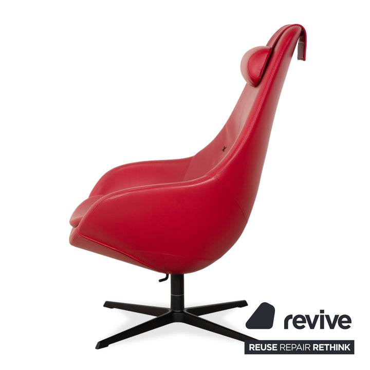Fauteuil en cuir Varier Cocoon avec repose-pieds rouge