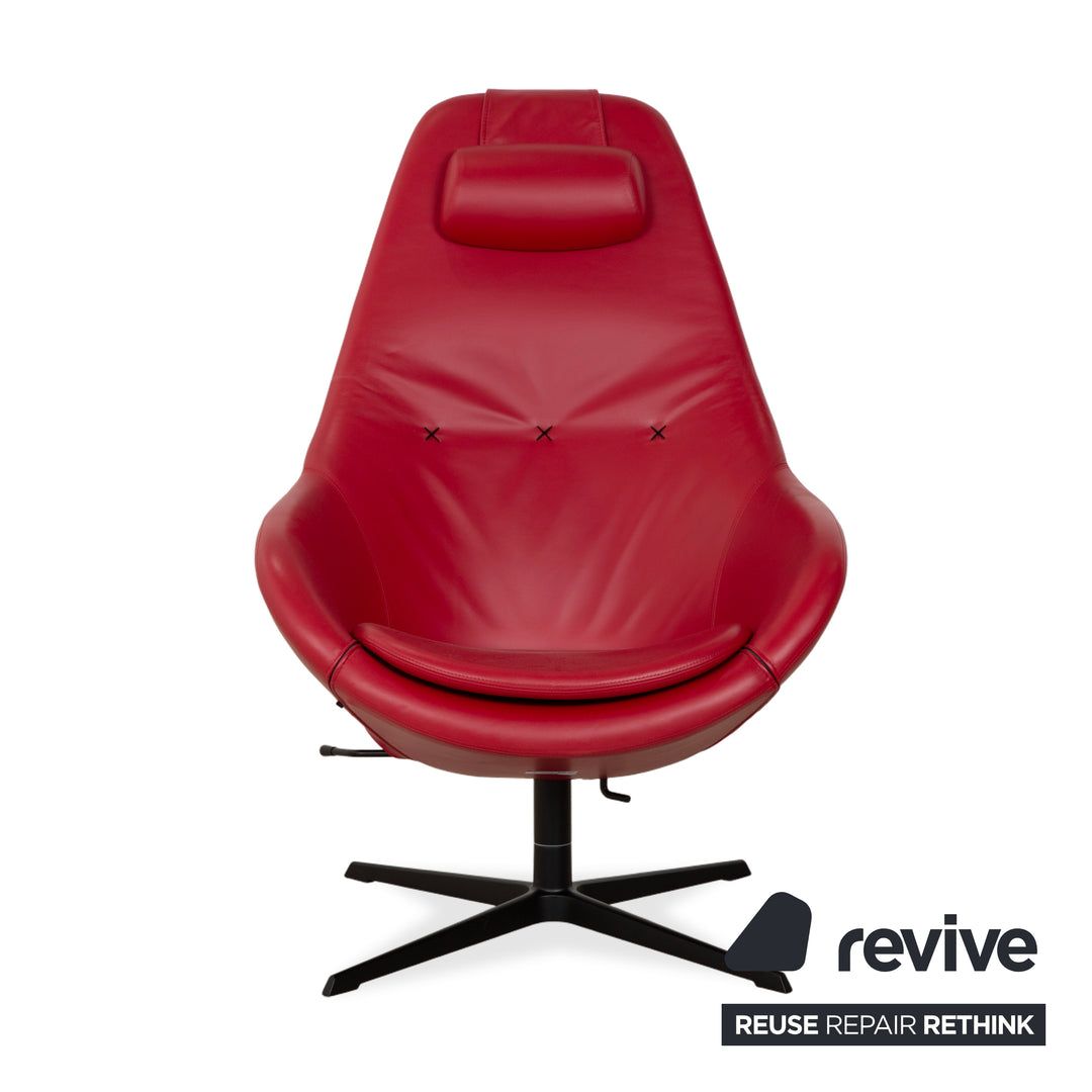 Fauteuil en cuir Varier Cocoon avec repose-pieds rouge