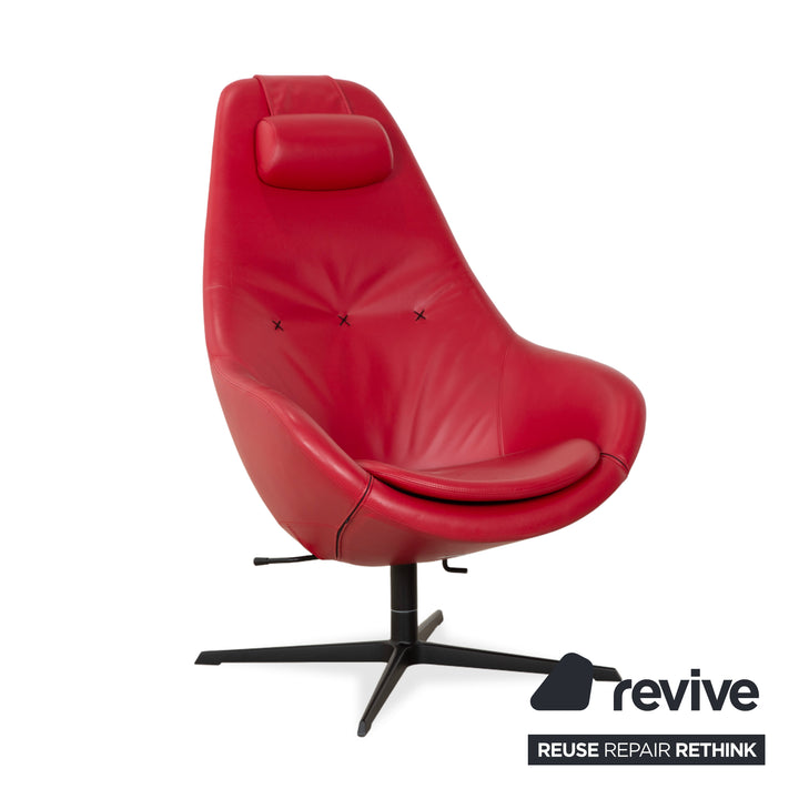 Fauteuil en cuir Varier Cocoon avec repose-pieds rouge