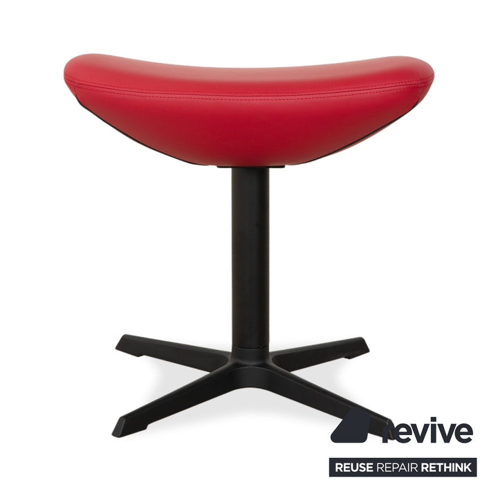 Fauteuil en cuir Varier Cocoon avec repose-pieds rouge