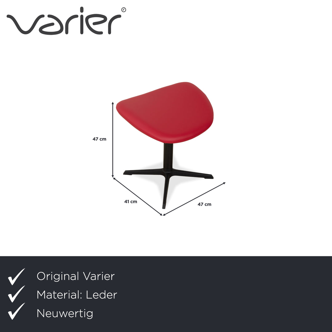 Fauteuil en cuir Varier Cocoon avec repose-pieds rouge