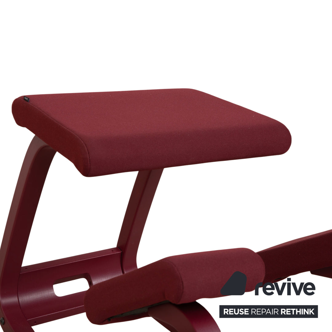 Varier Monochrome Kneeling Chair Wood Stool Fabric Plum Aubergine