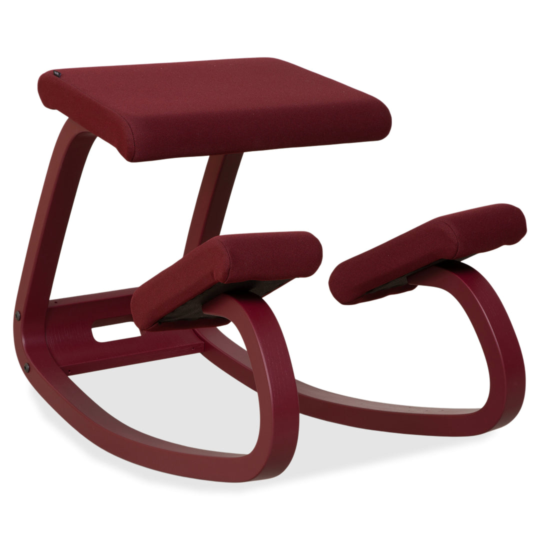 Varier Monochrome Kneeling Chair Wood Stool Fabric Plum Aubergine
