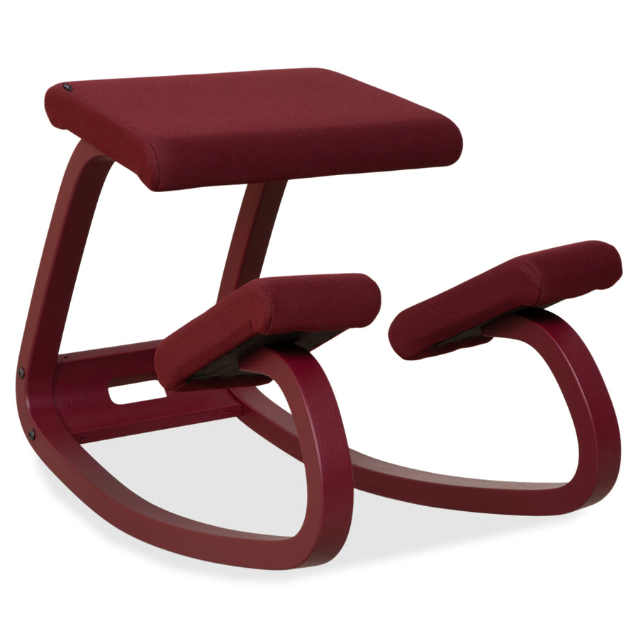 Varier Monochrome Kneeling Chair Wood Stool Fabric Plum Aubergine