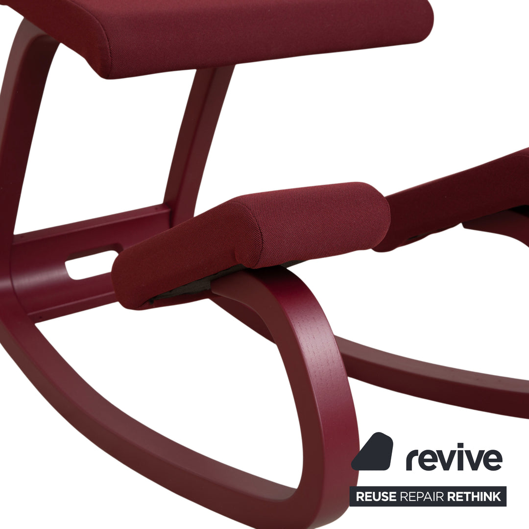 Varier Monochrome Kneeling Chair Wood Stool Fabric Plum Aubergine