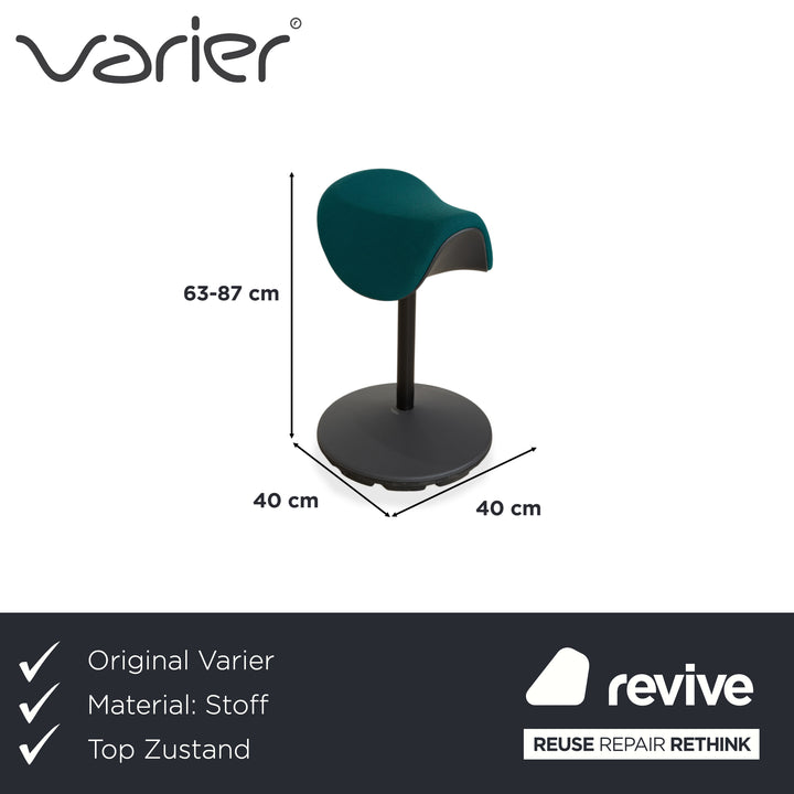 Varier Motion Stoff Hocker Stuhl Grün Blau Petrol Sattelhocker Bürostuhl