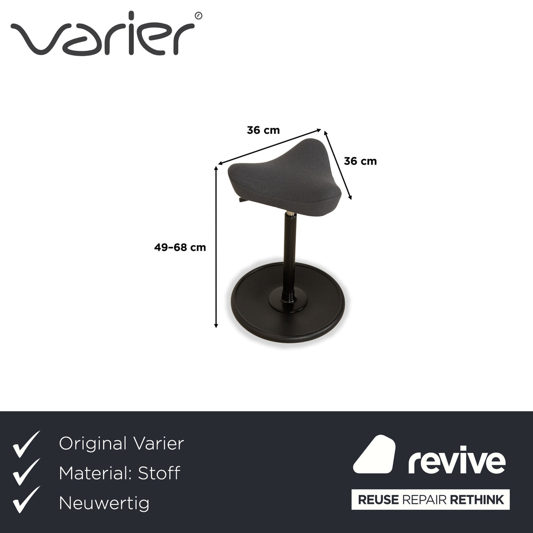 Varier Move Compact Sitz-Steh Hocker Stuhl Stoff Dunkelgrau Basis Schwarz Holz Esche by Per Øie Bürostuhl