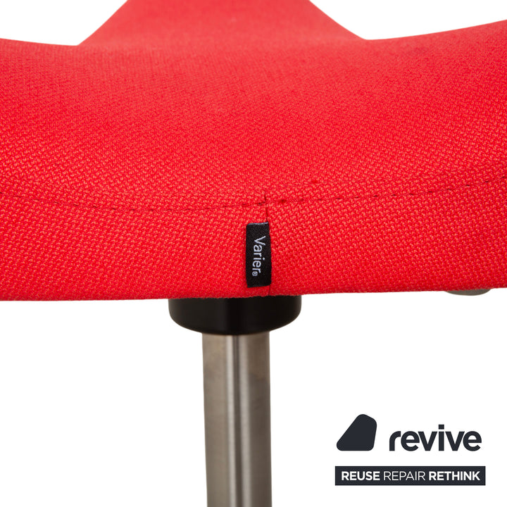 Varier Move Compact Sit-Stand Stool Chair Fabric Red Base Wood Ash Natural by Per Øie Office Chair