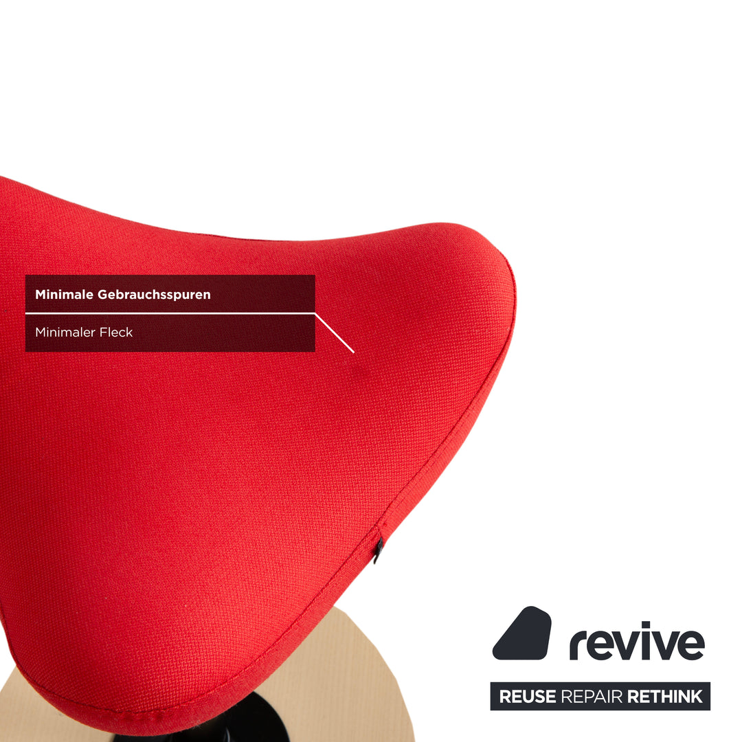 Varier Move Compact Sit-Stand Stool Chair Fabric Red Base Wood Ash Natural by Per Øie Office Chair