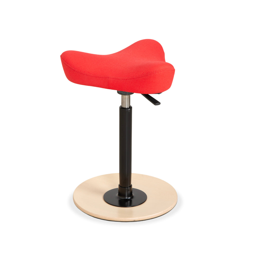 Varier Move Compact Sit-Stand Stool Chair Fabric Red Base Wood Ash Natural by Per Øie Office Chair