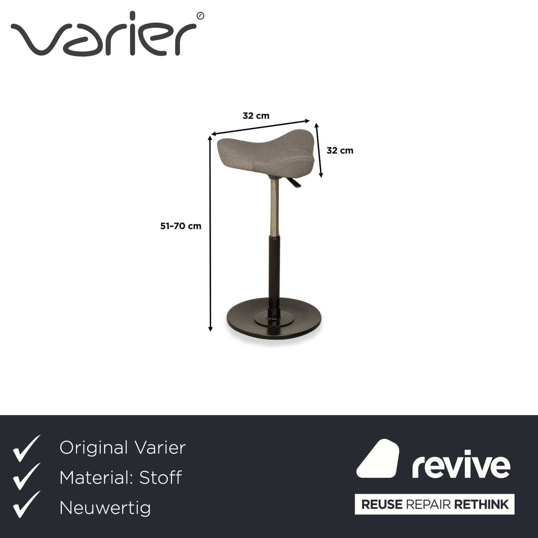 Varier Move Compact Stoff (Revive 164) Hocker Sessel Grau Basis Esche Schwarz manuelle Funktion Sitz-Steh-Hocker