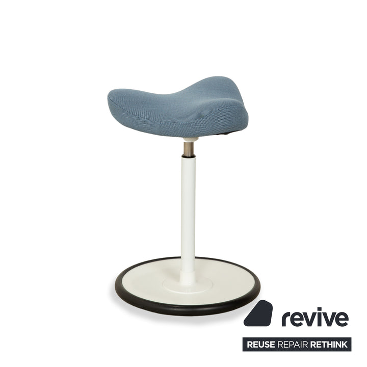 Varier Move Sitz-Steh 2x Hocker Stuhl Stoff Blau Basis Weiß Holz Esche