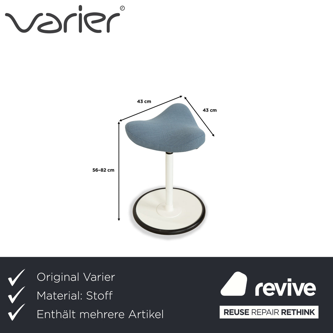 Varier Move Sitz-Steh 2x Hocker Stuhl Stoff Blau Basis Weiß Holz Esche
