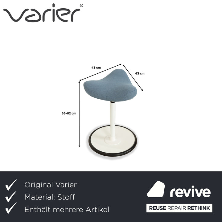 Varier Move Sitz-Steh 2x Hocker Stuhl Stoff Blau Basis Weiß Holz Esche