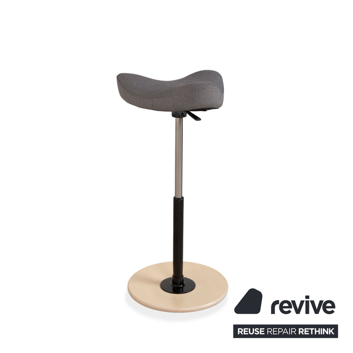 Varier Move Sit-Stand Stool Grey Revive 164 Base Natural Brown Ash Wood Office Chair by Per Øie