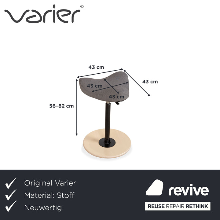Varier Move Tabouret assis-debout Gris Revive 164 Base Bois Naturel Frêne Marron Chaise de bureau par Per Øie