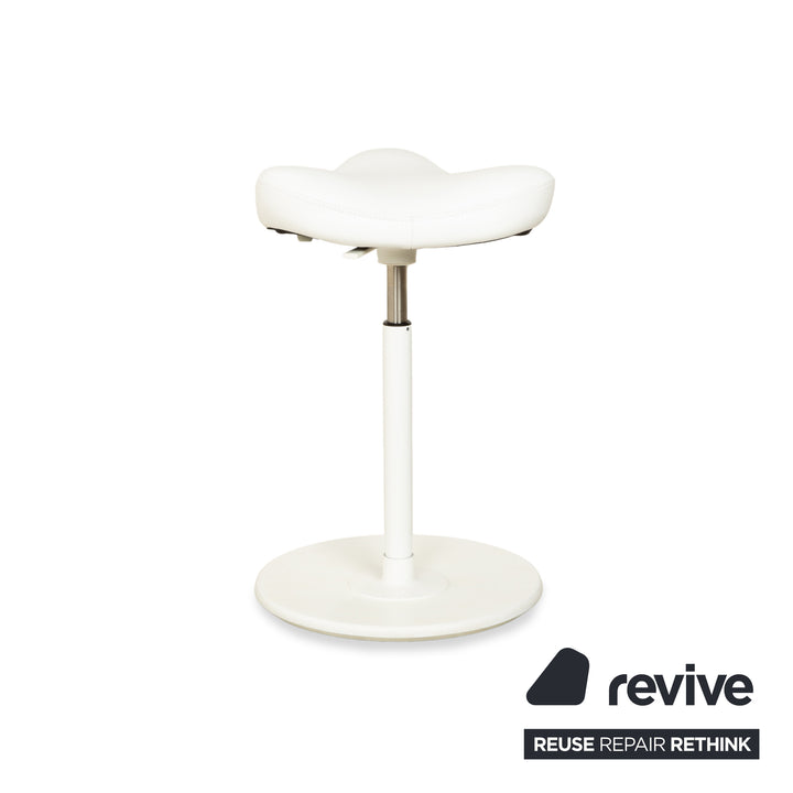 Varier Move sit-stand stool chair leather LEA700 white base white wood ash office chair by Per Øie
