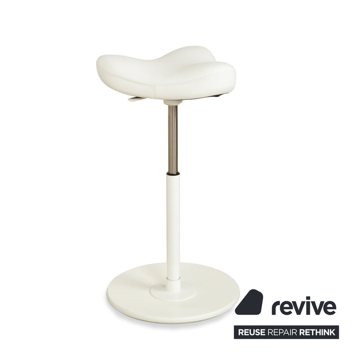 Varier Move sit-stand stool chair leather LEA700 white base white wood ash office chair by Per Øie