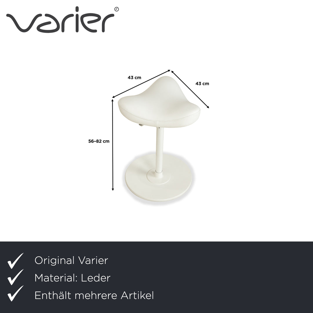 Varier Move Sitz-Steh Hocker Stuhl Leder LEA700 Weiß Basis Weiß Holz Esche Bürostuhl by Per Øie