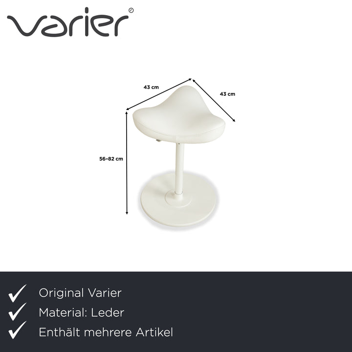 Varier Move Sitz-Steh Hocker Stuhl Leder LEA700 Weiß Basis Weiß Holz Esche Bürostuhl by Per Øie