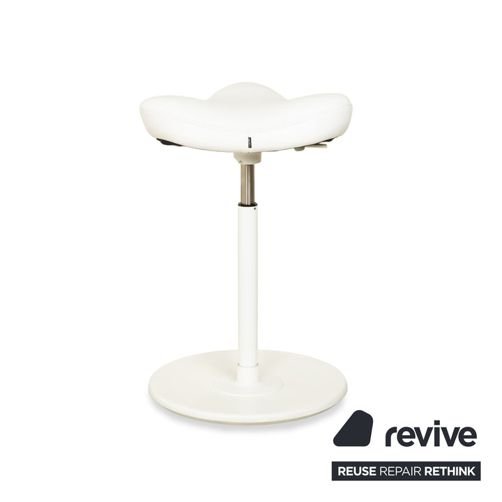 Varier Move sit-stand stool chair leather LEA700 white base white wood ash office chair by Per Øie
