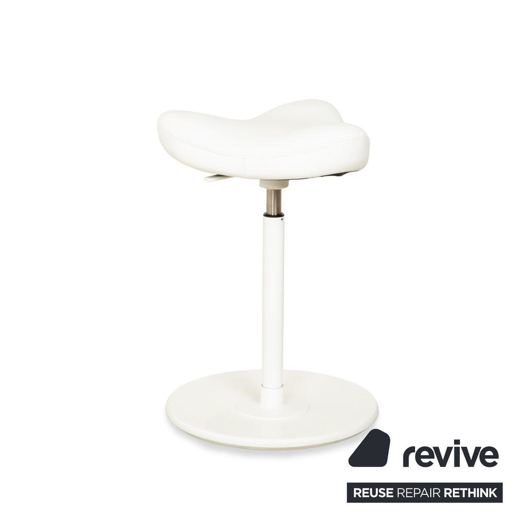 Varier Move sit-stand stool chair leather LEA700 white base white wood ash office chair by Per Øie