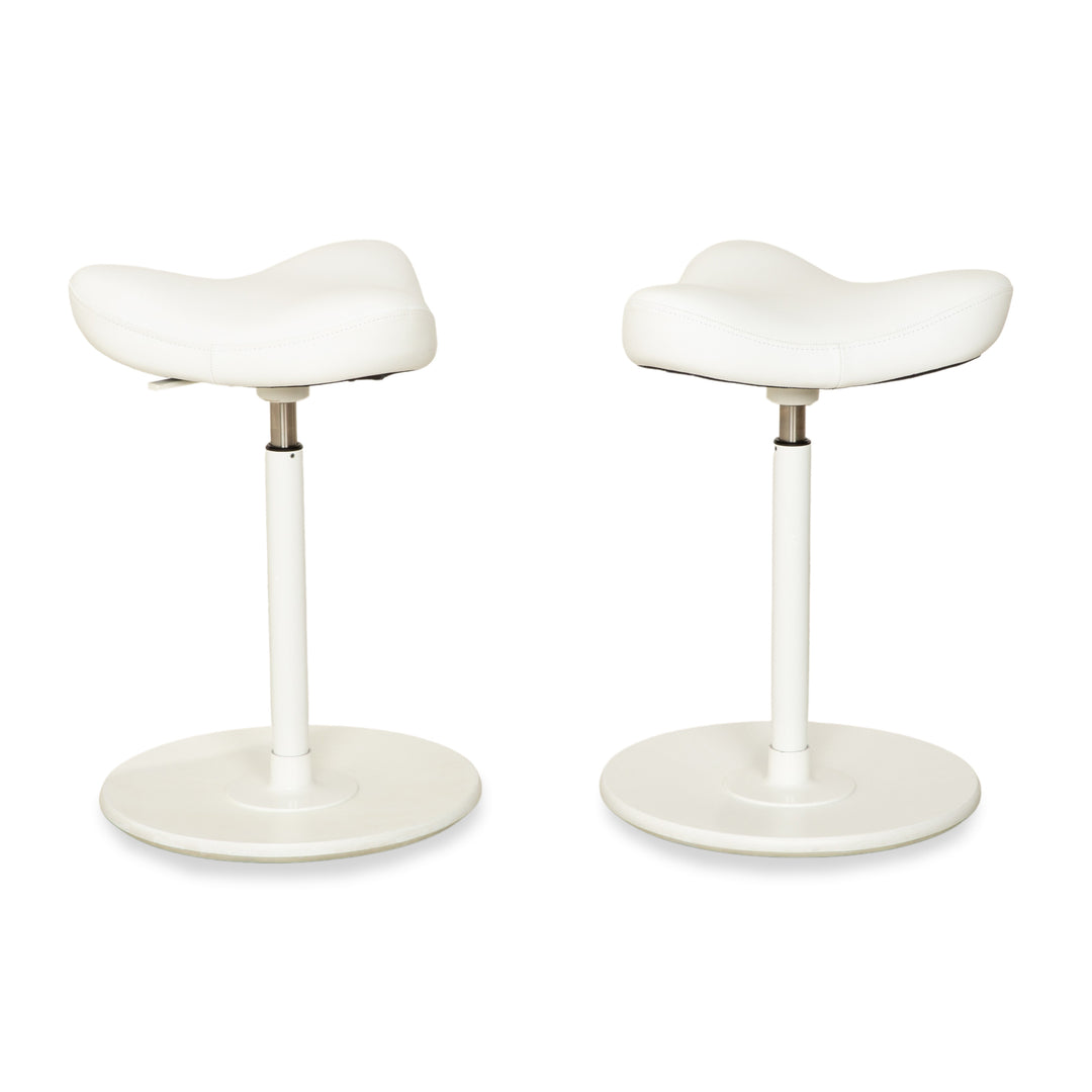 Varier Move sit-stand stool chair leather LEA700 white base white wood ash office chair by Per Øie