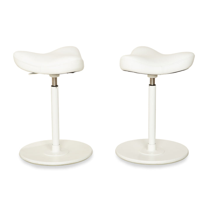 Varier Move sit-stand stool chair leather LEA700 white base white wood ash office chair by Per Øie