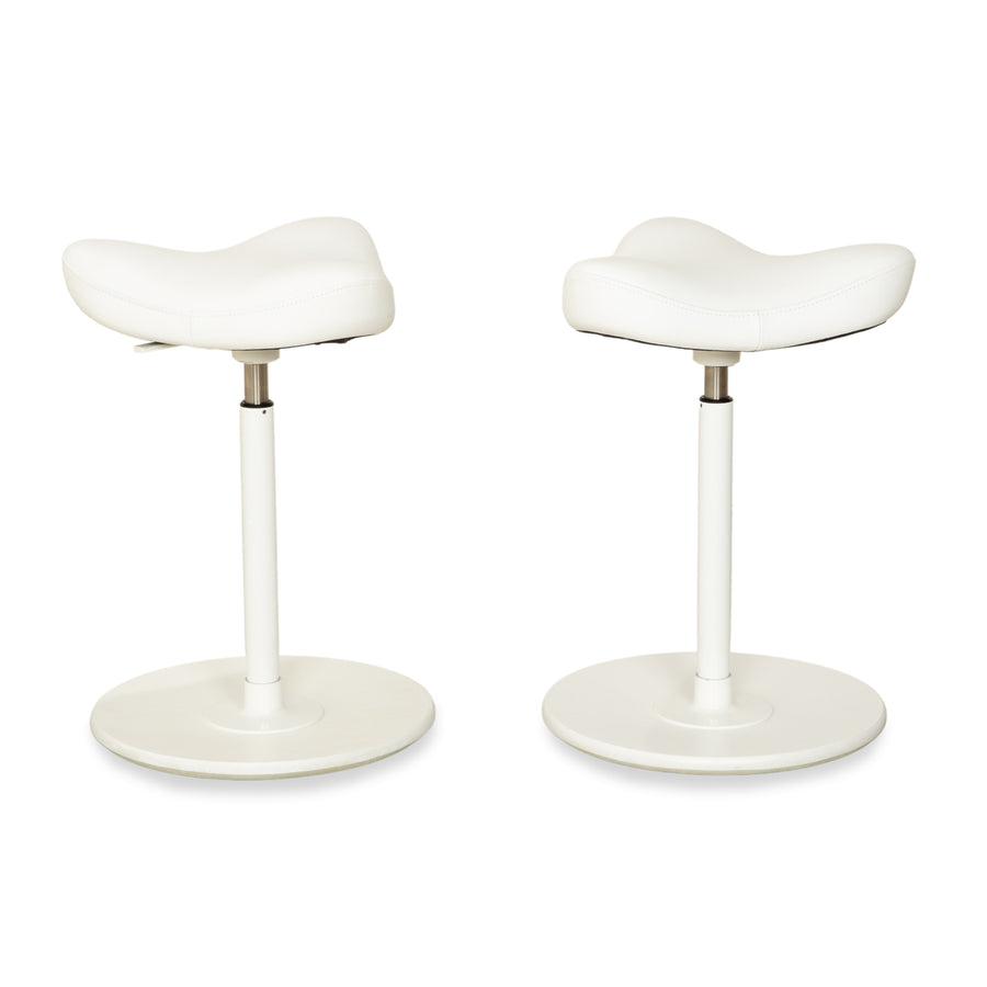 Varier Move sit-stand stool chair leather LEA700 white base white wood ash office chair by Per Øie