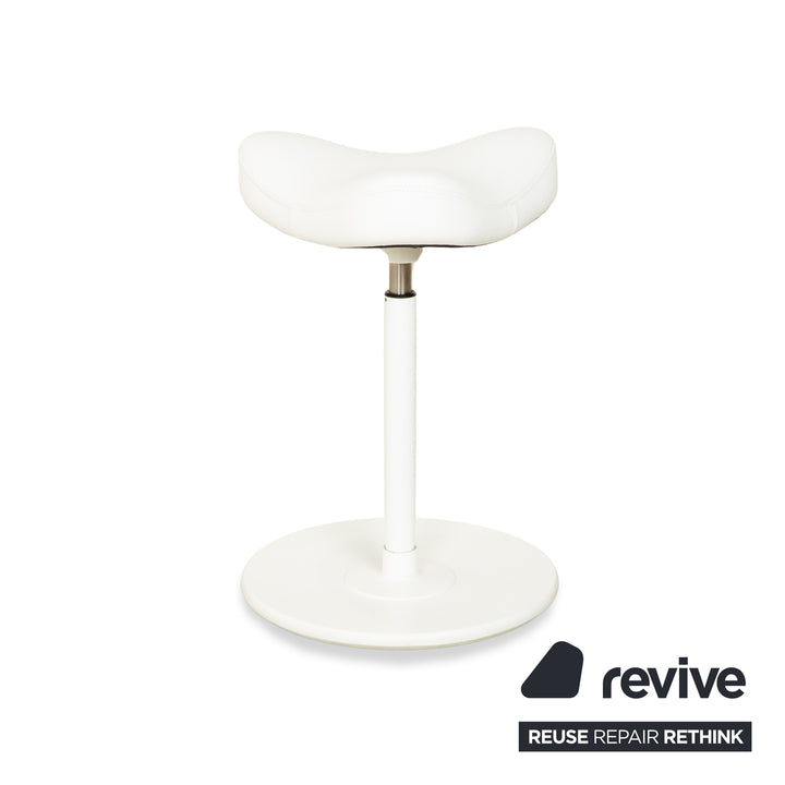 Varier Move sit-stand stool chair leather LEA700 white base white wood ash office chair by Per Øie