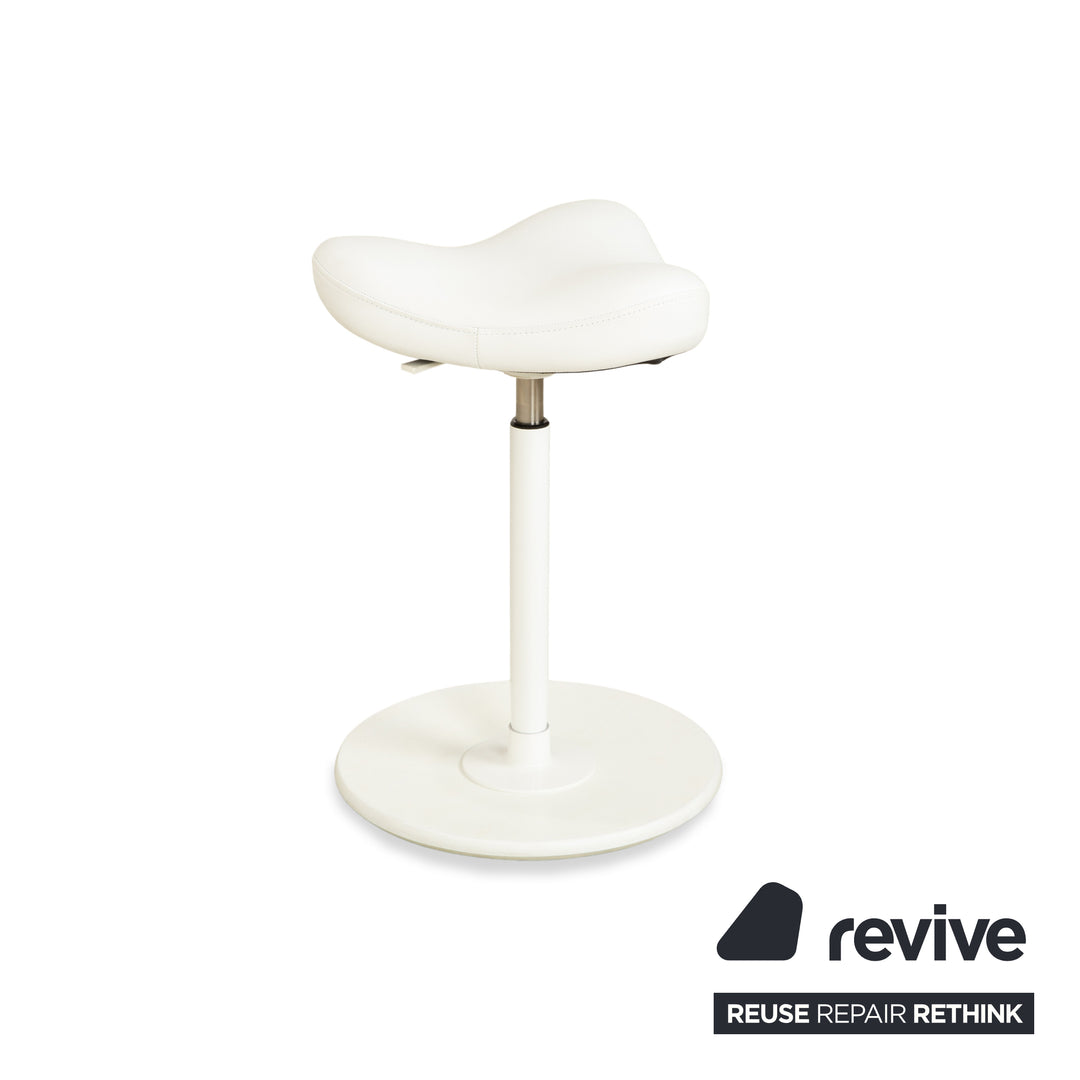 Varier Move sit-stand stool chair leather LEA700 white base white wood ash office chair by Per Øie