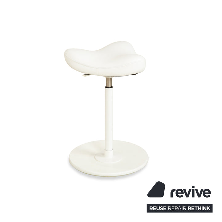 Varier Move sit-stand stool chair leather LEA700 white base white wood ash office chair by Per Øie