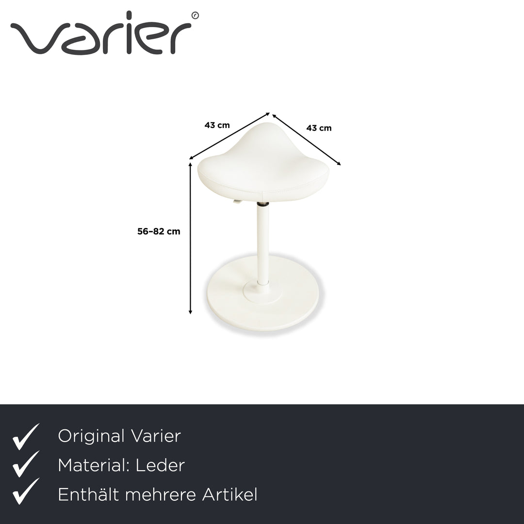 Varier Move Sitz-Steh Hocker Stuhl Leder LEA700 Weiß Basis Weiß Holz Esche Bürostuhl by Per Øie