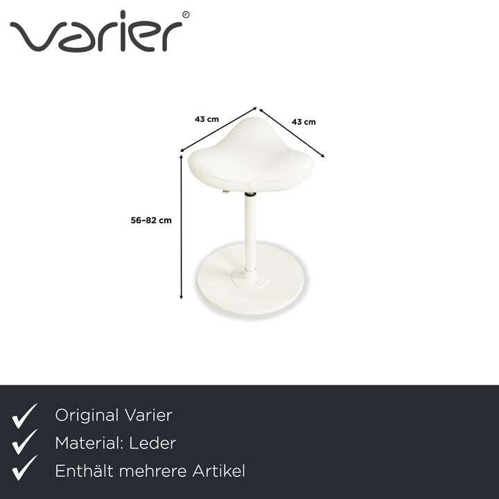 Varier Move Sitz-Steh Hocker Stuhl Leder LEA700 Weiß Basis Weiß Holz Esche Bürostuhl by Per Øie