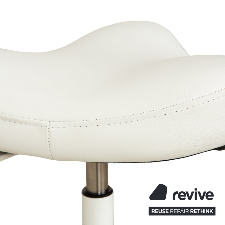 Varier Move sit-stand stool chair leather LEA700 white base white wood ash office chair by Per Øie