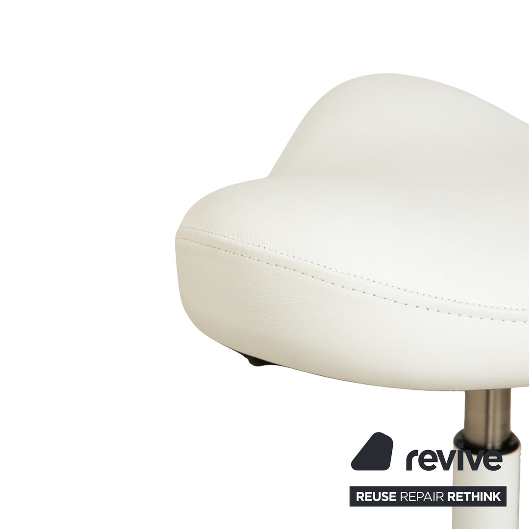 Varier Move sit-stand stool chair leather LEA700 white base white wood ash office chair by Per Øie