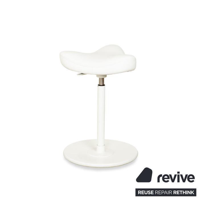 Varier Move sit-stand stool chair leather LEA700 white base white wood ash office chair by Per Øie