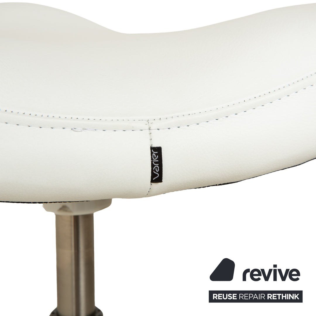 Varier Move sit-stand stool chair leather LEA700 white base white wood ash office chair by Per Øie