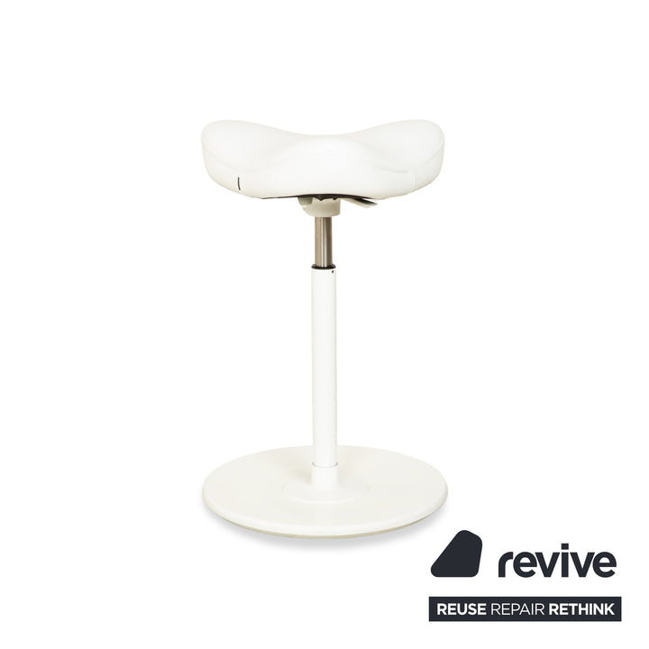 Varier Move sit-stand stool chair leather LEA700 white base white wood ash office chair by Per Øie