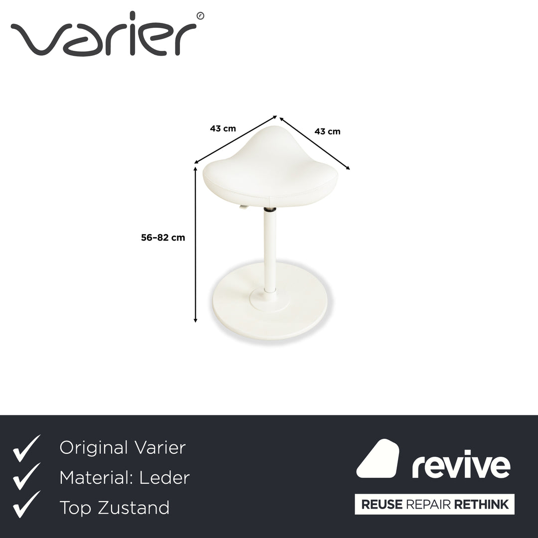 Varier Move Sitz-Steh Hocker Stuhl Leder LEA700 Weiß Basis Weiß Holz Esche Bürostuhl by Per Øie