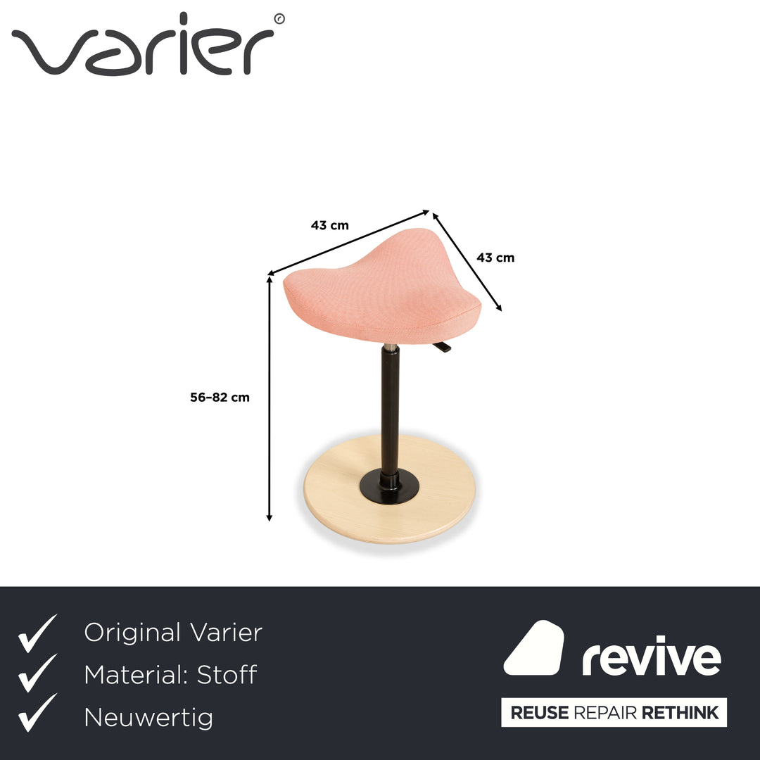 Varier Move Sitz-Steh Hocker Stuhl Rosa Korall Revive 524 Basis Natur Braun Holz Esche Bürostuhl by Per Øie